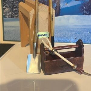 Breyer Wooden Tack Set with Shovel, Pitchfork, Whip, Saddle tree, & Tool box
